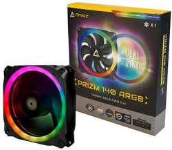 Antec Prizm 140 Argb LED 140MM PC Case Fan - Black Single Pack