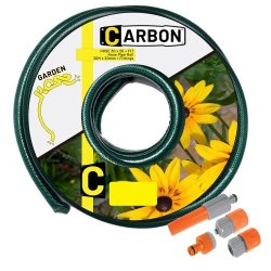 Carbon 30M X 20MM High Density Green Garden Hose Pipe Roll With 4 Fittings