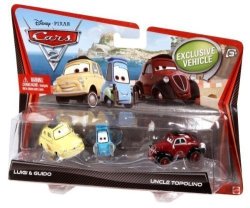 Disney Pixar Cars 2 Movie Die-cast Luigi Guido And Uncle Topolino 3-PACK 1:55 Scale