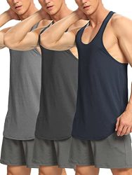 Men's Stringer Tank Tops 3 Pack Gym Muscle Tee Open Side Dry Fit Y-back SJ-TT01-17-L