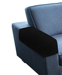Kleeger Premium Sofa Armrest Cover Set - Elastic Slipcovers For Couches Armchairs & Recliners Set Of 2 Black