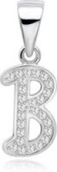 S925 Sterling Silver Alphabet Pendant With Swarovski Zirconia Letter B