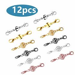 Beinhome 12 Pcs Magnetic Lobster Clasps For Jewelry Necklace Bracelet Rhinestone Ball Style Cylindrical And Ball Tone Lobster Clasp 12PCS