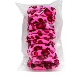 Leopard Print Hair Elastics - Pink 5PC