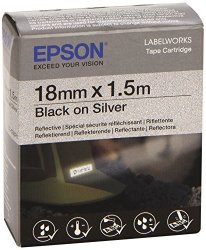 Epson LC-5SBR1 - Reflective Tape - Black silver - Roll 1.8 Cm X 1.5 M - 1 Roll S - For Labelworks LW-400 LW-400VP LW-700 LW-900P