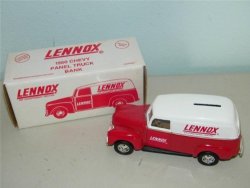 1950 Die Cast Chevy Panel Truck Bank Lennox New In Box ERTL 1992 1:25 Scale 