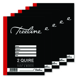 Treeline Hard Cover Book 2 Quire A4 192PG - Feint & Margin Pack Of 5