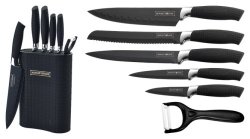 Royalty Line Non-stick Coating Knife Set 6-PIECE With Stand - Black