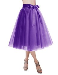 Dresstells Knee Length Tulle Skirt Tutu Skirt Evening Party Gown Prom Formal Skirts Violet M-l