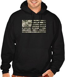 Digital Camo Us Flag Men's Black Pullover Hoodie Sweater 2XL Black