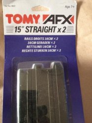 Tomy Afx 15" Straight Track 2 In A Blister Pack Ref 8621 Nos - Ho Scale