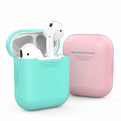 Ahastyle 2 Pack Airpods Case Silicone Protective Cover Compatible With Apple Airpods Pink Mint Green