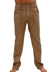 Runcati Mens Linen Pants Beach Palazzo Casual Loose Fit Work Elastic Waist Drawstring Cargo Trousers Pockets