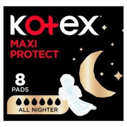 Kotex Maxi Thick Pads - All Nighter 8 Pack Plus Wings
