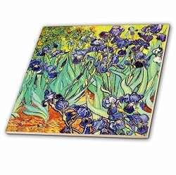 3D Rose CT_155630_4 3DROSE Irises By Vincent Van Gogh 1889-PURPLE Flowers Iris Garden-copy Of Famous Painting By The Master-ceramic Tile Inch 4 12