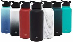 Simple Modern Summit Water Bottle + Extra Lid - Wide Mouth Vacuum Insulated 18 8 Stainless Steel Powder Coated