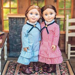 The Queen's Treasures 18 Inch Doll Clothes Little House On The Prairie Authentic Set Of 2 Laura & Mary Ingalls Check Dresses Compatible For