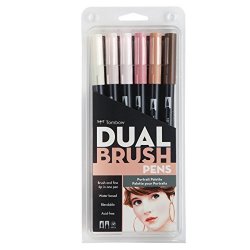 Tombow Dual Brush Pen Art Markers Portrait 6-PACK