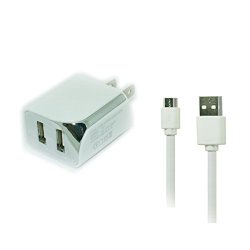 2.1A Wall Ac Charger Adaptor + USB Cable Cord White For Xolo Q900S Plus Era HD Opus 3 8X-1000I Win Q1000 Q2100 Black LT2000