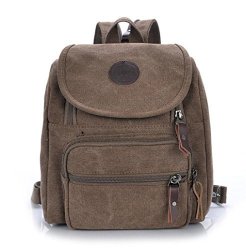 Small Vintage Canvas Backpack Cross Body Shoulder Bag Convertible Sling Daypack Purse Brown