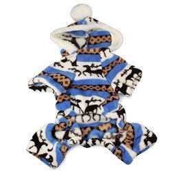Pet Apparel Axchongery Fashion Dog Puppy Striped Pajamas Hoodie Winter Dog Cat Jumpsuit Blue S