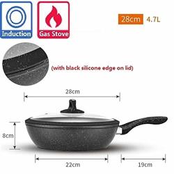 Saddpa 24CM 26CM 28CM Maifan Stone Non-stick Frying Pan Aluminum Alloy Skillet Wok Cooking Soup Pot With Lid For Gas & Induction Cooker Color : 28CM