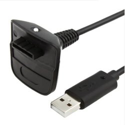 Black Wireless Controller Usb Charging Cable For Microsoft Xbox 360