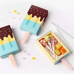 50 Pcs Ice Cream Shape Gift Boxes Kids Birthday Party Candy Box Kids Party Favor Box Blue