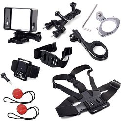 Coolaispo 9 In 1 Accessories Kit For Gopro Hero 4 Gopro Hero 3+ Hero 3 Camera:aluminum Clamp Mount Black & Silver Clip + Insurance Tether+protective