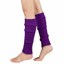 Zando Women Adult Junior Ribbed Knitted Leg Warmers For Party Sports 1 Pack Purple One Size