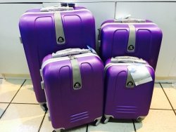 Set Of 4 Suitcases Travel Trolley Luggage Abs With Universal Wheels Purpel