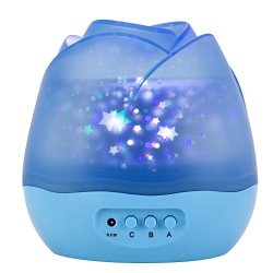 Slowton Stars Sky Night Light Lamp Romantic Rose Shape With Color Changing Moon Stars Cosmos Rotating LED Nightlight Projector For Kids Gift Baby Girl Bedroom