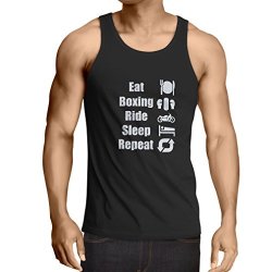 Vest Eat Boxing Ride Sleep Repeat - For Fighters And Riders Motivational Sports Quotes Xx-large Black White