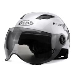 Motorcycle Helmet Half Open Face Scooter Protection Head Gear - Silver