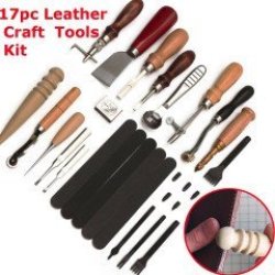 17PCS Diy Leather Craft Tools Kit Punch Stitching Carve Sewing Leather Cutter