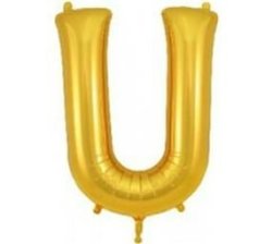 34 Inch Foil Gold Alphabet Balloon U