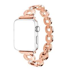 Rosa Schleife For Apple Watch Band 42MM Iwatch Band 42MM Stainless Steel Diamond Chain Smart Watch Replacement Band Wrist Band Bracelet Buckle Clasp For