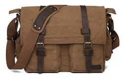 Sechunk Vintage Military Leather Canvas Laptop Bag Messenger Bags Medium | Reviews Online ...