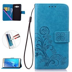 J1 2015 Case Samsung Galaxy J1 Case Isadenser Pu Leather Flip Wallet Case Kickstand Function And Id Credit Card Slots Case + 1PCS Tempered