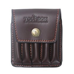 Tourbon Genuine Leather Rifle Cartridge Holder With Belt Loop - Dark Brown