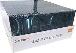 Slim Cd DVD Jewel Storage Replacement Case 0.2 Inch 100 Pack - Clear W Black Bottom 11072