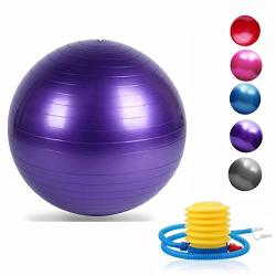 Jranter Yoga Exercise Ball 55 65 75 85 95CM With Quick Foot Pump Professional Grade Anti Burst & Slip Resistant Balance Ball For Workout& Fitness Purple & 95 Cm