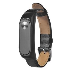 For Xiaomi Mi Band 2 Watchband Sinfureplacement Business Leather Wristband Bracelet Accessory Black
