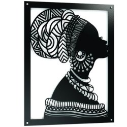 - African Woman Satin Black Raised Metal Wall Art - 80X60CM