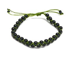 Mia Jewel Shop Hematite Stone Beaded String Adjustable Pull Tie Bracelet Lime Green