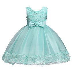 BABY Girl Short Lace Flower Princess Wedding Party Pageant Birthday Tutu Dress Evening Baptism Christening Gowns 12M-10T Turquoise 6-7 Years