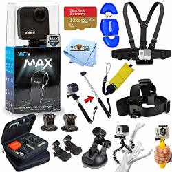 GoPro Max 360 Action Camera All In 1 Pro Accessory Bundle Includes: Extreme 32GB Microsd Head And Chest Strap Floaty Bobber Selfie Stick Carry Case And More