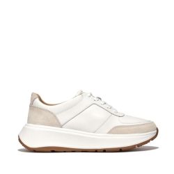 F-mode Leather Suede Flatform Sneakers Urban White