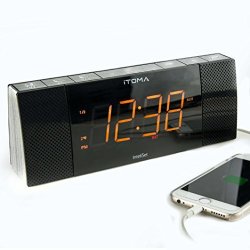 Bluetooth Itoma Clock Radio Fm Bedside Dual Alarm Dimmer Control Snooze Sleep Timer Usb Charging Aux In Backup Battery Cks503bt