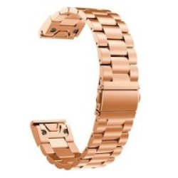 Replacement Stainless Steel Link Band For Garmin Fenix 5 5 Plus 22MM Rose Gold